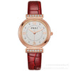 Women's Fashion Waterproof Luxury Leisure Alloy Case Sapphire Crystal Glass Mirror Imitation Leather Strap Round Dial Watch