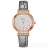 Women's Fashion Waterproof Luxury Leisure Alloy Case Sapphire Crystal Glass Mirror Imitation Leather Strap Round Dial Watch