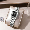 Women's Fashion Waterproof Quartz Watch With Diamond Encrusted Stainless Steel Band And Small Square Dial