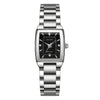 Women's Fashion Waterproof Quartz Watch With Diamond Encrusted Stainless Steel Band And Small Square Dial