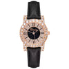 Women's Fashion Waterproof Watch With Genuine Leather Strap Alloy Case Stainless Steel Buckle And Round Dial