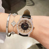 Women's Fashion Waterproof Watch With Genuine Leather Strap Alloy Case Stainless Steel Buckle And Round Dial