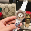 Women's Fashion Waterproof Watch With Genuine Leather Strap Alloy Case Stainless Steel Buckle And Round Dial