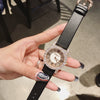 Women's Fashion Waterproof Watch With Genuine Leather Strap Alloy Case Stainless Steel Buckle And Round Dial