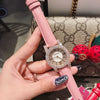 Women's Fashion Waterproof Watch With Genuine Leather Strap Alloy Case Stainless Steel Buckle And Round Dial