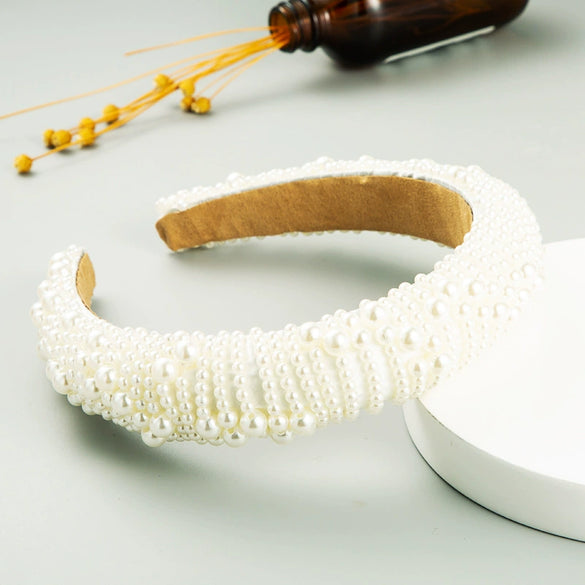 Women's Fashion Widebrimmed Cloth Headband With Pearls