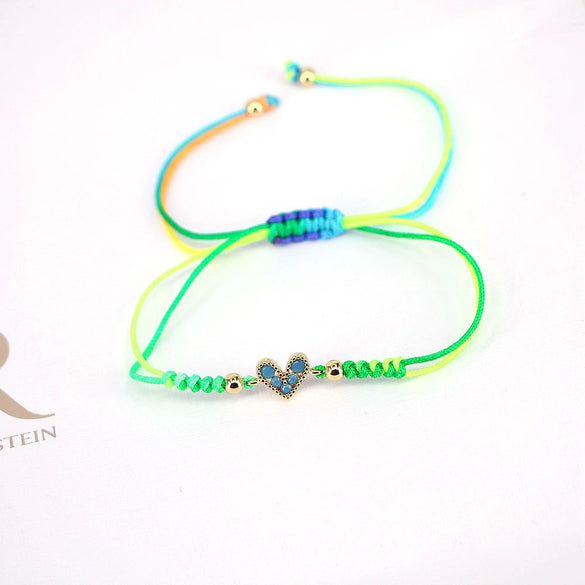 Women's Fashion Woven Copper Adjustable Bracelet With Micro Inlaid Color Zircon Geometric Heart Shape Jewelry