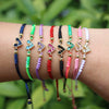 Women's Fashion Woven Copper Adjustable Bracelet With Micro Inlaid Color Zircon Geometric Heart Shape Jewelry