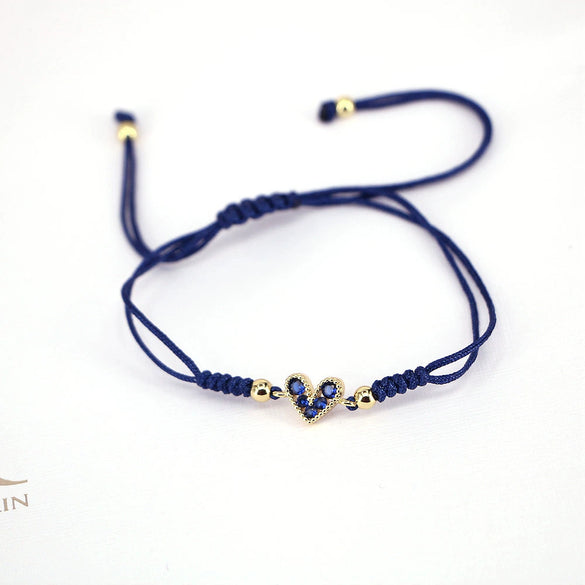 Women's Fashion Woven Copper Adjustable Bracelet With Micro Inlaid Color Zircon Geometric Heart Shape Jewelry