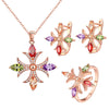 Women's Fashion Zircon Cross Jewelry Set With Necklace Earrings And Bracelet Electroplated Box Chain Crown And Roman Numeral Design