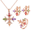 Women's Fashion Zircon Cross Jewelry Set With Necklace Earrings And Bracelet Electroplated Box Chain Crown And Roman Numeral Design