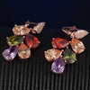 Women’s Fashion Zircon Drop Earrings Colorful Water Drop Shape Floral Small Fresh Style Diamond Cut Color Preserving Jewelry