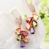 Women’s Fashion Zircon Drop Earrings Colorful Water Drop Shape Floral Small Fresh Style Diamond Cut Color Preserving Jewelry