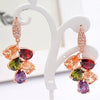 Women’s Fashion Zircon Drop Earrings Colorful Water Drop Shape Floral Small Fresh Style Diamond Cut Color Preserving Jewelry