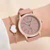 Women's Fashionable Alloy And Textile Glass Quartz Round Dial Watch