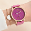 Women's Fashionable Alloy And Textile Glass Quartz Round Dial Watch