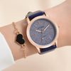 Women's Fashionable Alloy And Textile Glass Quartz Round Dial Watch