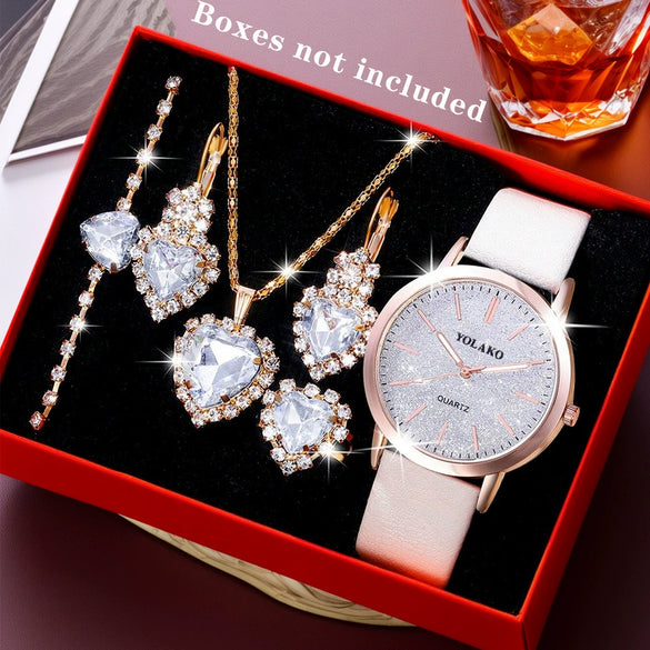 Women's Fashionable Alloy And Textile Glass Quartz Round Dial Watch