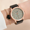 Women's Fashionable Alloy And Textile Glass Quartz Round Dial Watch