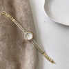 Women's Fashionable Alloy Case And Beads Strap Round Dial Diamondencrusted Bracelet Watch
