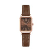 Women's Fashionable Alloy Case Pu Strap Rectangular Dial Rose Gold Buckle Pin Buckle Spiral Crown Watch With Printed Logo And Mineral Reinforced Mirror