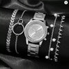 Women's Fashionable Alloy Watches With Round Dial And Stainless Steel Buckle
