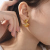 Women's Fashionable And Versatile Rotating Ballet Fanshaped 316L Stainless Steel Electroplated Earrings