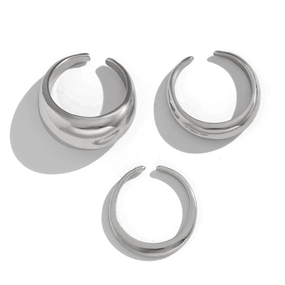 Women's Fashionable Asymmetrical Alloy Geometric Open Ring 3Piece Set With Electroplating