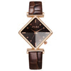 Women's Fashionable Casual Summer Quartz Watch With Alloy Case Imitation Leather Strap Stainless Steel Buckle And Diamond Dial Shape