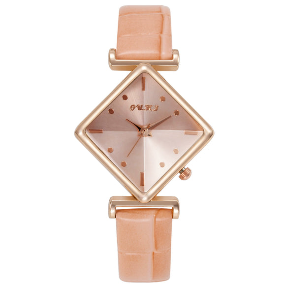 Women's Fashionable Casual Summer Quartz Watch With Alloy Case Imitation Leather Strap Stainless Steel Buckle And Diamond Dial Shape