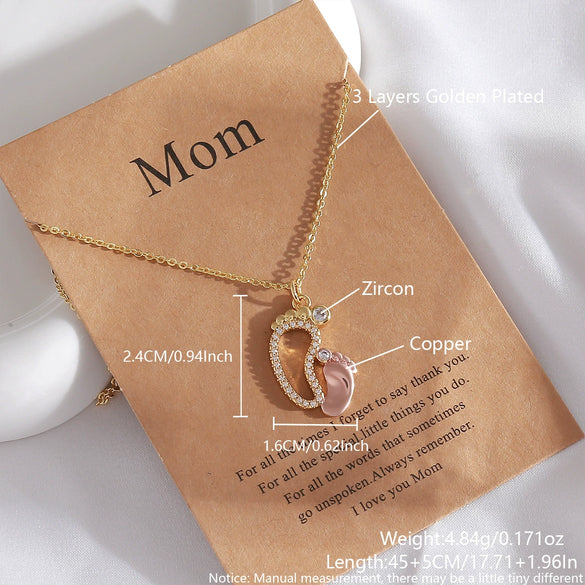 Women's Fashionable Copper Footprints Paw Pendant O Word Chain Necklace With Electroplating