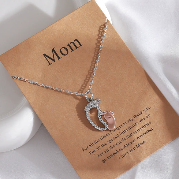 Women's Fashionable Copper Footprints Paw Pendant O Word Chain Necklace With Electroplating