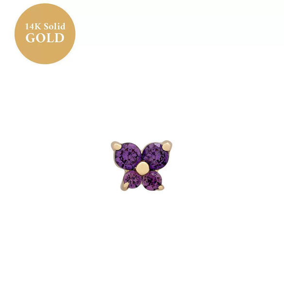 Women's Fashionable Copper Stone Butterfly Zodiac Diamond Earrings
