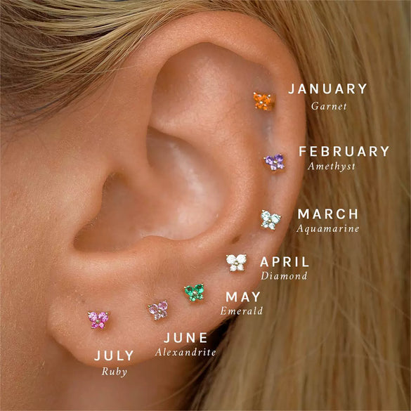 Women's Fashionable Distinctive Butterfly Ear Nails Copper Inlaid With Diamond Animals Style