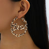 Women's Fashionable Electroplated Alloy Hollow Geometric Circle Letter And Flower Earrings