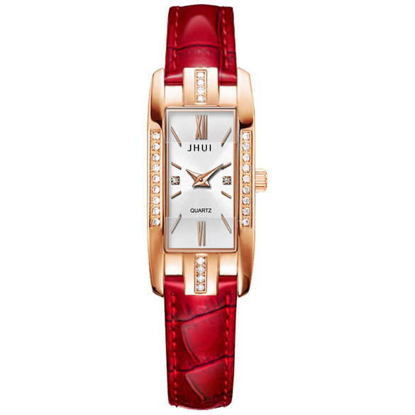 Women's Fashionable Elegant Quartz Watch With Alloy Case Pu Strap Square Dial Retro Style