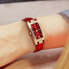 Women's Fashionable Elegant Quartz Watch With Alloy Case Pu Strap Square Dial Retro Style