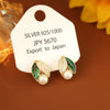 Women's Fashionable Geometric And Leaf Patterned Copper Earrings With Pearls And Electroplating