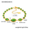 Women's Fashionable Geometric Ferris Wheel Oval Faceted Glass Stone And 5A Zircon Full Diamond Splicing Electroplated Stainless Steel Bracelet