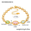 Women's Fashionable Geometric Ferris Wheel Oval Faceted Glass Stone And 5A Zircon Full Diamond Splicing Electroplated Stainless Steel Bracelet