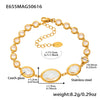 Women's Fashionable Geometric Ferris Wheel Oval Faceted Glass Stone And 5A Zircon Full Diamond Splicing Electroplated Stainless Steel Bracelet