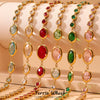 Women's Fashionable Geometric Ferris Wheel Oval Faceted Glass Stone And 5A Zircon Full Diamond Splicing Electroplated Stainless Steel Bracelet