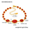Women's Fashionable Geometric Ferris Wheel Oval Faceted Glass Stone And 5A Zircon Full Diamond Splicing Electroplated Stainless Steel Bracelet