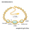 Women's Fashionable Geometric Ferris Wheel Oval Faceted Glass Stone And 5A Zircon Full Diamond Splicing Electroplated Stainless Steel Bracelet