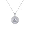 Women's Fashionable Geometric S925 Silver Pendant Necklace With Moissanite Inlay And Cross Chain