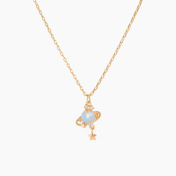 Women's Fashionable Jewelry Copper 18K Star Pattern Planet Saturn Ring Necklace Planetary Pendant Clavicle Chain
