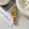 Women's Fashionable Light Luxury Rectangular Alloy Belt Waterproof Quartz Watch With Diamond Embedded