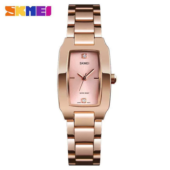 Women's Fashionable Light Luxury Rectangular Alloy Belt Waterproof Quartz Watch With Diamond Embedded