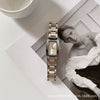 Women's Fashionable Light Luxury Rectangular Alloy Belt Waterproof Quartz Watch With Diamond Embedded