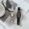 Women's Fashionable Light Luxury Rectangular Alloy Belt Waterproof Quartz Watch With Diamond Embedded